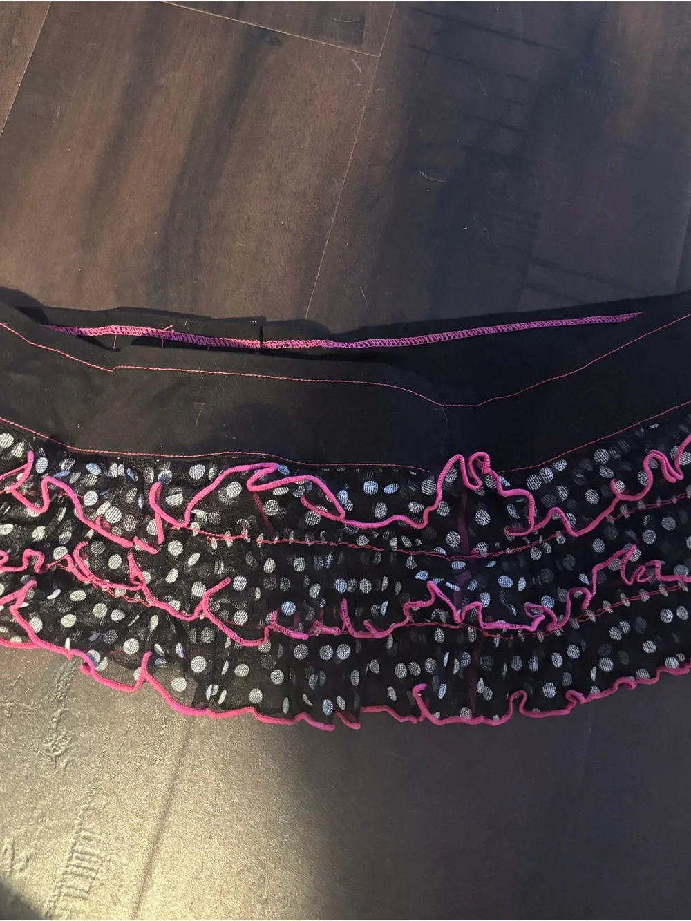 Y2K scene Mc bling emo alt micro mini skirt rave deadstock black pink Polk a dot